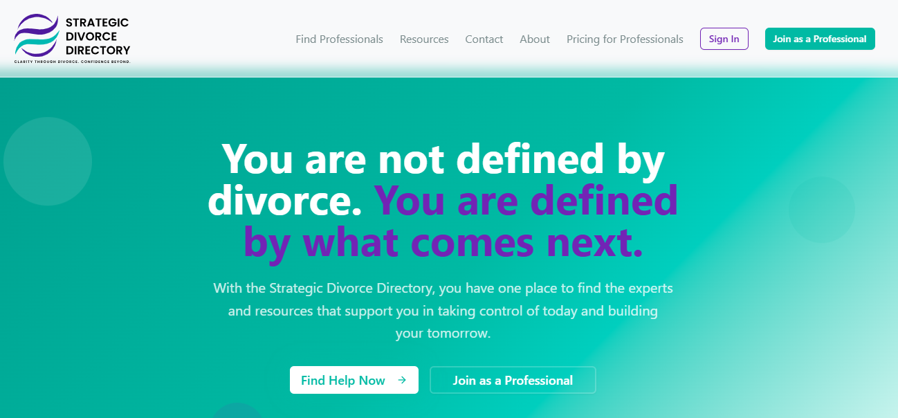 Strategic Divorce Directory project interface